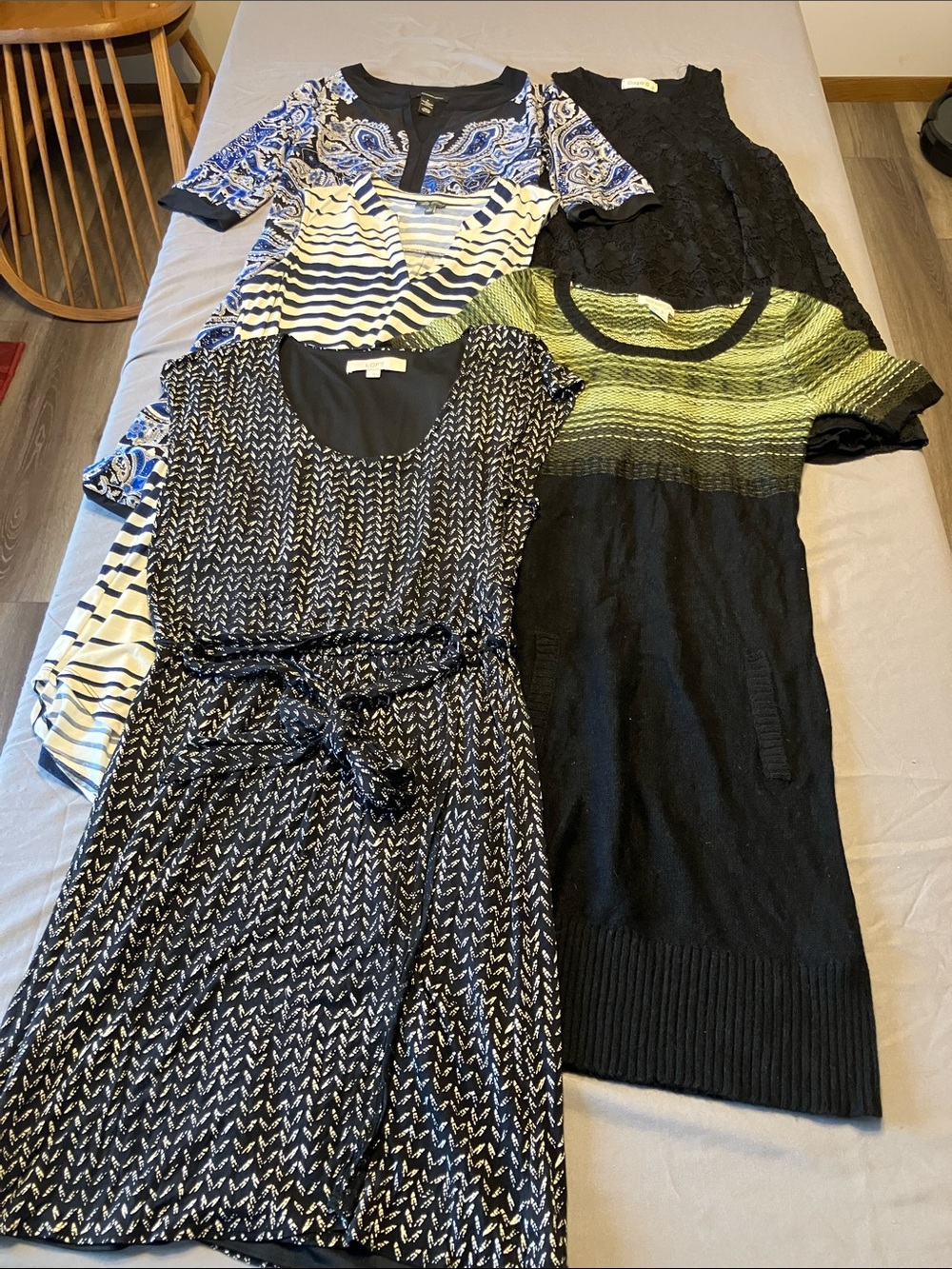 Mixed Women’s Dress Bundle - Black, Navy, Green Styles 5 Dresses - Size S